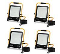 Yakimz LED Projecteur de chantier Lampe de travail 200W, 4X support pliable, lampe de chantier 18000LM 6000K blanc froid IP66 étanche pour l'intérieur et l'extérieur (avec prise et câble)