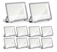 Yakimz Lot de 10 LED projecteurs d'extérieur, 100W Spots LED extérieur, Étanche IP65, 230V, Super lumineux, 9900 lm, 6000K, Blanc froid éclairage de sécurité (pas de fiche)