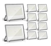 Yakimz Lot de 10 projecteurs LED d'extérieur 150 W - Blanc froid Spots LED extérieur- 14850 lm - 6000 K - Éclairage e sécurité extérieur IP66 - Étanche - Pour terrasse, couloir (pas de fiche)