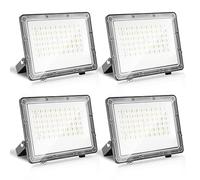 Yakimz Lot de 4 projecteurs LED extérieur 50W, 4950 lm Spots d'extérieur, Super lumineux 6000 K - Blanc froid - IP65 - Étanche - éclairage de sécurité Pour arrière-cour, allée (pas de fiche)
