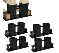 Yakimz Lot de 4 supports d'empilage pour bois de chauffage - Support d'empilage stable - Noir - Pour l'intérieur et l'extérieur