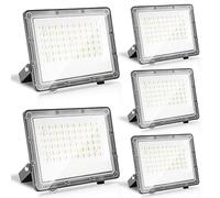 Yakimz Lot de 5 projecteurs LED extérieur 50W, 4950 lm Spots d'extérieur, Super lumineux 6000 K - Blanc froid - IP65 - Étanche - éclairage de sécurité Pour arrière-cour, allée (pas de fiche)