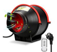 Yakimz M-CT8856-1c - Ventilateur de conduit de fumée - 100 mm - 320 m3/h - Silencieux - Avec télécommande - Prise européenne - Pour salle de bain, WC, cuisine, serre, garage - Noir et rouge