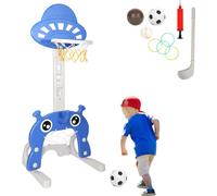 Yakimz Panier de basket 4 en 1 Poteau de basket pour enfants Réglable en hauteur Installation de basket Aire de jeux But de football Golf Anneau de lancer
