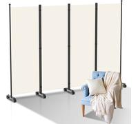 Yakimz Paravent avec roulettes Séparateur de pièce pliable Outdoor Cloison de jardin pare-vue Séparateur de pièce 4 pièces Beige 228x181 cm