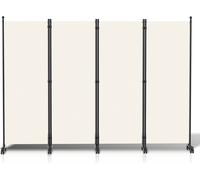 Yakimz Paravent sur roulettes Outdoor Séparateur d'espace jardin Mur espagnol Séparateur d'espace 4 pièces Beige 228x181 cm