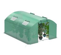 Yakimz Serre 300 x 400 x 200 cm, serre de légumes avec 4 fenêtres et 2 portes à fermeture éclair, housse PE UV50+ 140 g/m², ancrages de terre et cordes à vent pour une fixation stable dans le jardin