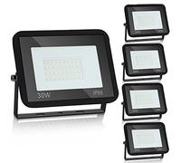 Yakimz Spots d'Extérieur 30W, 6000K 2550lm Blanc Froid, Applique LED Projecteur Super Lumineux IP66, Eclairage de Sécurité Mural pour Cour, Garage, Jardin, 5 Pièces