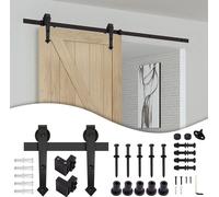 Yakimz Système de porte coulissante Ferrure de porte coulissante Kit 150kg Galet de guidage au sol Guidage de porte Kit de montage Rail de roulement Porte en verre/en bois Porte coulissante 200cm