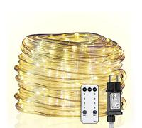 Yakimz Tuyau lumineux extérieur blanc chaud 10 m - 100 LED - Avec télécommande et minuterie - Intensité variable et fonction mémoire - Pour mariage, fête, jardin, balcon, décoration - 8 modes