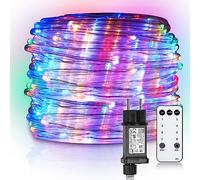 Yakimz Tuyau lumineux multicolore pour extérieur, 10 m, 100 LED, avec télécommande et minuteur, intensité variable et fonction mémoire, pour mariage, fête, jardin, balcon, décoration, 8 modes