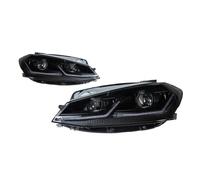 YAKISA Ensemble Phares Avant Pour VW Pour Golf 7.5 MK7.5 2018-2020 Phares LED Double Projecteur DRL Accessoires De Voiture Lifting Feux Avant(Black 2pcs,RHD)