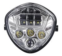 YAKISA Moto Phare Assembly Pour Kawasaki Pour Suzuki Phare Avant Universel À LED 50 W Pour Moto Avec Support De Fixation Et Faisceau DRL H/L(1x Chrome)