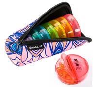 Yaklim Pilulier 2 fois par jour, en néoprène d'excellente qualité, pilulier hebdomadaire AM/PM 7 jours avec fermeture éclair portable en tissu pour supplément de vitamines et huiles de poisson (rose)