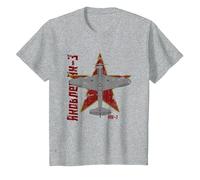 Yakovlev Yak-3 Avion de Chasse de la Seconde Guerre Mondiale Vintage Cyrillique T-Shirt, Enfant, Gris Chiné, 2 Ans