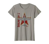Yakovlev Yak-3 Avion de Chasse de la Seconde Guerre Mondiale Vintage Cyrillique T-Shirt, Femme, Ardoise, XS