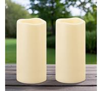 Yakpo 2 Lots de 10 x 20,3 cm Grandes Bougies LED Étanches avec Minuteur, Bougies sans Flamme à Pile pour Extérieur, Bougie Pilier Électrique clignotante Étanche pour Décorations de Lanternes de Jardin