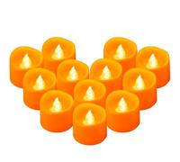 Yakpo Lot de 12 bougies chauffe-plat à LED sans flamme vacillante à piles pour Halloween, décorations d'extérieur à piles pour Noël, l'automne