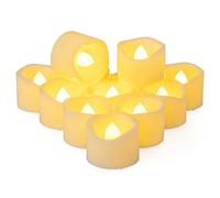 Yakpo Lot de 12 bougies chauffe-plat sans flamme de 3,8 cm x 3 cm à piles, bougies votives à LED vacillantes, fausses bougies électriques en vrac pour décorations de mariage, de Noël, d'Halloween