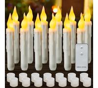 Yakpo Lot de 12 bougies coniques LED à piles avec télécommande, sans flamme vacillante pour Halloween, fausses bougies électriques d'extérieur en vrac pour chandelier, décorations de fête de Noël