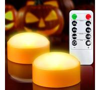 Yakpo lot de 2 lumières de citrouille LED avec minuterie d'Halloween, avec télécommande, citrouille électrique orange vacillante à piles, bougie sans flamme pour décorations de citrouille en plein air