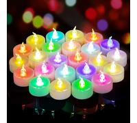 Yakpo Lot de 24 bougies chauffe-plat à LED à changement de couleur lente à piles, sans flamme, bougies votives colorées à LED colorées pour Noël, fête, Halloween, décoration d'intérieur
