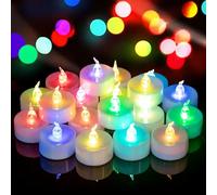 Yakpo Lot de 24 bougies chauffe-plat à LED à changement de couleur rapide, fonctionnant à piles, sans flamme, pour Noël, Halloween, décoration d'intérieur