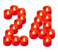 Yakpo Lot de 24 bougies chauffe-plat à LED à piles, sans flamme vacillante pour extérieur, Noël, Halloween, mariage, décorations de fête romantiques