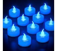 Yakpo Lot de 24 bougies chauffe-plat à LED bleues à piles, sans flamme vacillante, bougies chauffe-plat électriques en vrac pour mariage, fête bleue, Halloween, décorations de Noël