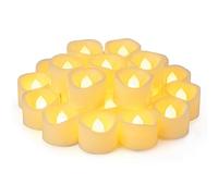 Yakpo Lot de 24 bougies chauffe-plat à LED de 3,8 cm x 3 cm à piles, petites bougies votives électriques sans flamme vacillantes pour mariage, Halloween, Noël, fête, décoration de la maison