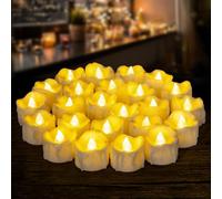 Yakpo Lot de 24 bougies chauffe-plat LED à minuterie à piles sans flamme vacillante - Bougies d'extérieur artificielles pour décoration de Noël - Citrouille d'Halloween