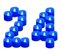 Yakpo Lot de 24 bougies chauffe-plat LED bleues à piles, bougies bleues vacillantes sans flamme, bougie chauffe-plat électrique votive pour mariage, fête, anniversaire, Noël, Halloween, décorations