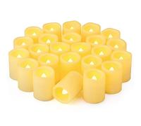 Yakpo Lot de 24 bougies votives à LED sans flamme vacillantes à piles de 5 cm, fausses bougies chauffe-plat électriques, bougies chauffe-plat LED scintillantes en vrac pour décoration de mariage,