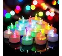 Yakpo Lot de 36 bougies chauffe-plat à changement de couleur rapide fonctionnant avec piles, bougies LED électriques sans flamme vacillantes, lot de bougies votives LED colorées pour décorations de