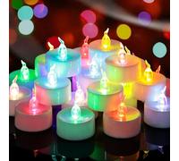 Yakpo Lot de 48 bougies chauffe-plat à changement de couleur lente à piles, sans flamme, bougies votives colorées vacillantes en vrac pour Noël, Halloween, décorations en forme de citrouille