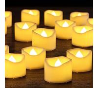 Yakpo Lot de 48 bougies chauffe-plat à piles de 3,8 cm x 3 cm, bougies votives à LED vacillantes sans flamme, bougies votives réalistes électriques en vrac pour décorations de mariage, Halloween