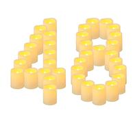 Yakpo Lot de 48 bougies chauffe-plat électriques sans flamme vacillantes à piles pour extérieur, terrasse, Halloween, fête, mariage - 5 cm