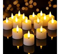 Yakpo Lot de 48 bougies chauffe-plat LED à minuterie à piles sans flamme vacillante - Bougies électriques artificielles pour l'extérieur, Noël, Halloween, décorations de citrouille