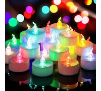Yakpo Lot de 48 bougies chauffe-plat LED colorées à changement rapide - Fonctionne avec piles - Sans flamme - Changement de couleur - Bougies votives colorées pour décorations de Noël et d'Halloween