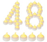 Yakpo Lot de 48 bougies chauffe-plat LED flottantes étanches sans flamme vacillante à piles pour extérieur, bougies votives à DEL à eau blanche pour mariage, centre de table, vase, décorations