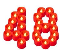 Yakpo Lot de 48 bougies chauffe-plat LED rouges à piles sans flamme vacillantes pour l'extérieur - Bougies chauffe-plat artificielles - Grand paquet pour décorations de Noël et de Saint-Valentin