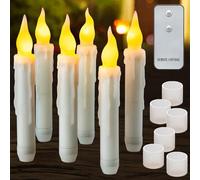 Yakpo Lot de 6 bougies coniques LED à distance fonctionnant à piles, bougies flottantes pour Halloween, sans flamme vacillante, fausses bougies électriques en vrac, support de lustre de fenêtre,
