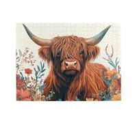 Yaks In The Flower Beds Puzzle en bois de 500 pièces pour adultes - Puzzle stimulant pour taille de jeu 38,1 x 51,8 cm