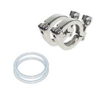 YAKUFAST Colliers de serrage sanitaires à trois viroles en acier inoxydable SS 304, 1" à 8", adaptés aux brides de tuyaux avec joint en silicone(2 PCS,K-50.5mm 1.5 inch)