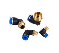 YAKUFAST Connecteur pneumatique à 2 voies, filetage mâle 4-12 mm, coude, diamètre extérieur 1/8" 1/4", 20/50/100 pièces, universel(PL6-02,50 PCS)