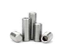 YAKUFAST M4 M5 M6 M7 M8 M9 M10 M12 304 acier inoxydable 12.9 DIN913 filetage fin Allen hexagonale à six pans creux plat sans tête boulon ensemble vis(304 stainless steel,10pcs M6x0.75x5)