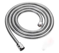 YAKUFAST Tuyau Flexible de douche en acier inoxydable blanc, 1.5/2/3M, Long tuyau d'eau de douche de salle de bains, Extension de tuyau de plomberie, Tube de traction(Silver,2.0M)