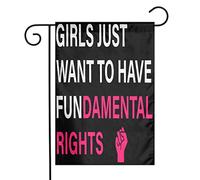 Yakujo Girls Just Want To Have Fundamental Rights Drapeaux de jardin double face en toile de jute Installation facile Drapeau décoratif pour cour ferme 71,1 x 101,6 cm