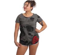 Yakuza Damen - T-shirt à col ras du cou flottant et incurvé, gris acier, M