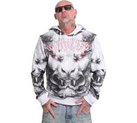 Yakuza Men Durga Allover Sweat à capuche, Blanc, 6XL